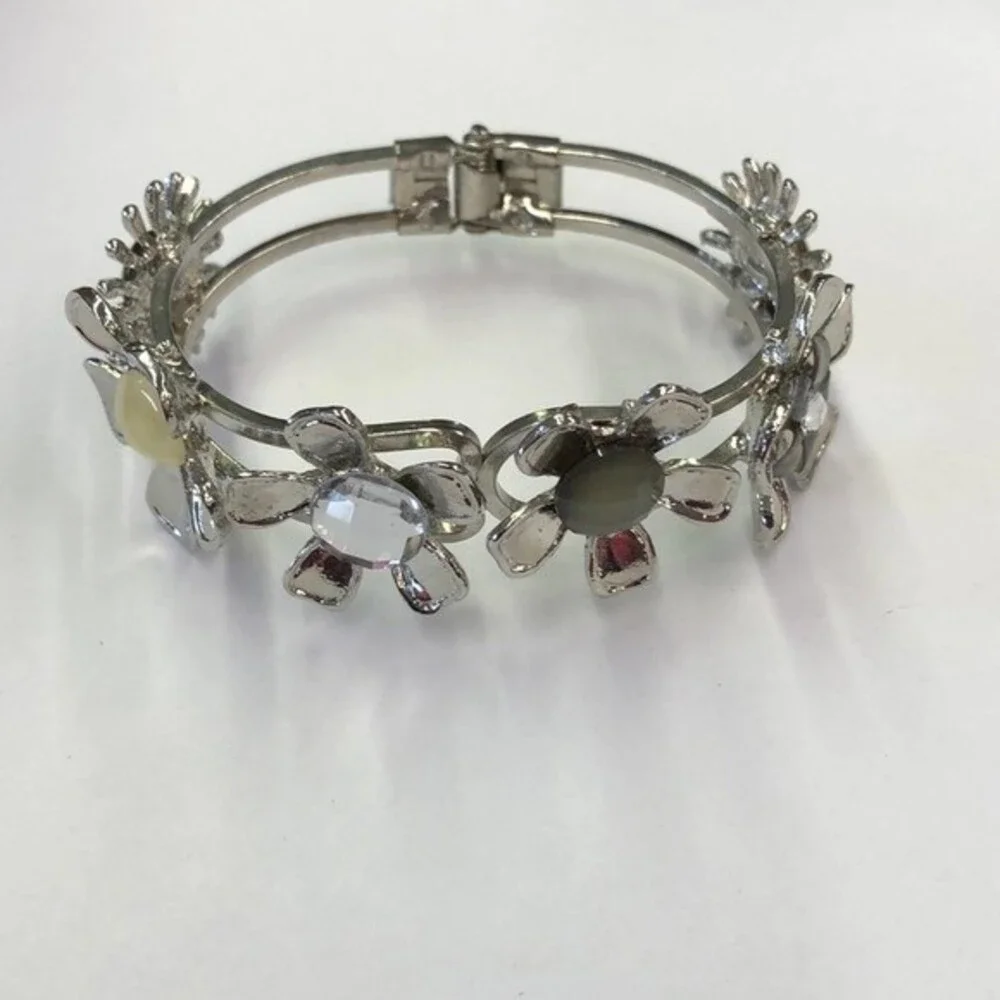 Silver Floral Cuff Bracelet